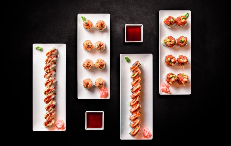 Sushi and Mediterranean ingredients
